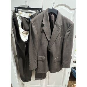Savile Row 2-Piece Suit 44R 38W Gray Glen Plaid Cool Wool Blazer Trousers VTG